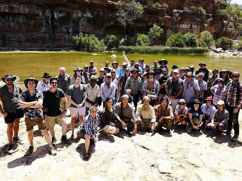 The cast and crew of The Furnace on set in Kalbarri, WA.