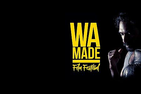 WA Made film festival logo on black bakground with photo of Clarence Ryan