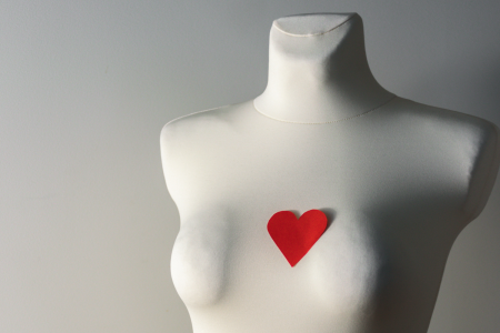 Dress form with a love heart on the chest.